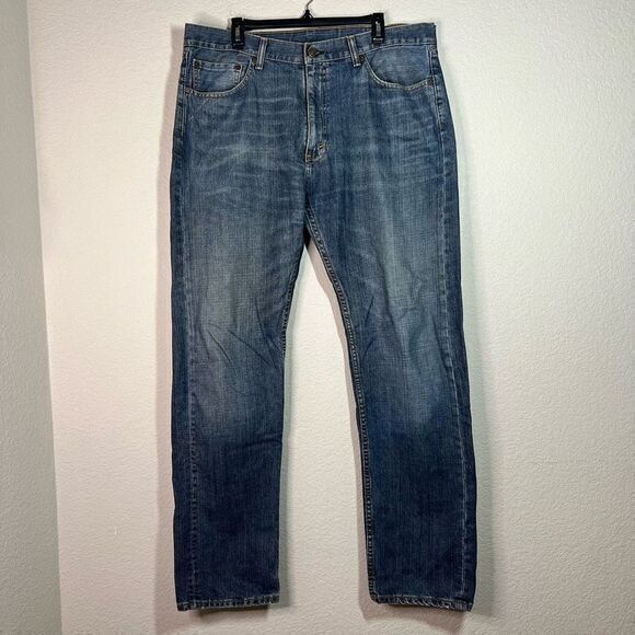Levi's 505 Denim Blue Medium Wash High Rise Straight Leg Jeans Mens Size 38 x 34 - Picture 1 of 8